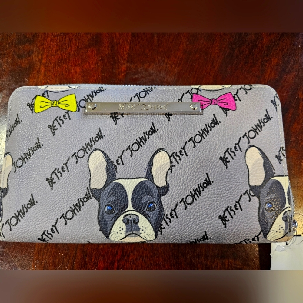 Betsey Johnson Dog wallet frech Bull dog